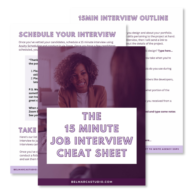 The 15 minute Job Interview cheat sheet-how to build a team for your business